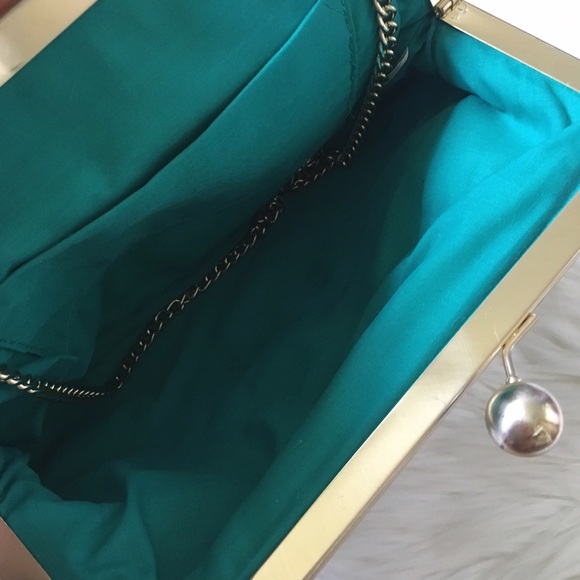 Mint Green / turquoise Metal Vintage Clutch Bag
